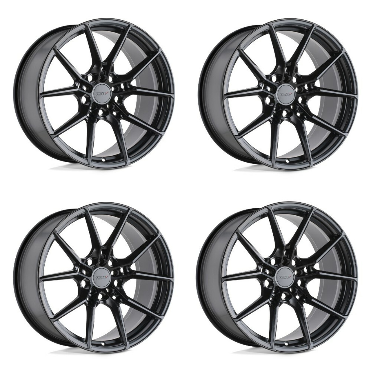Set 4 TSW Neptune 19x8.5 5x112 Semi Gloss Black Wheels 19" 43mm Rims