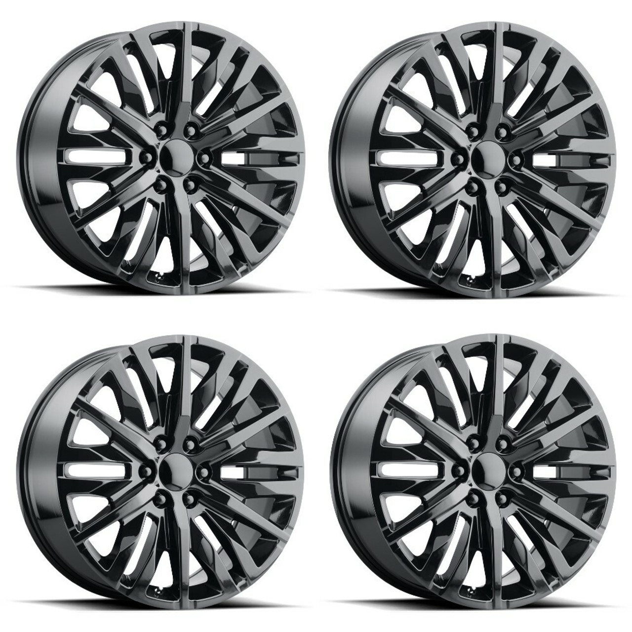 Set 4 Performance Replicas PR198 20x9 6x5.5 Gloss Black Wheels 20" 24mm Rims