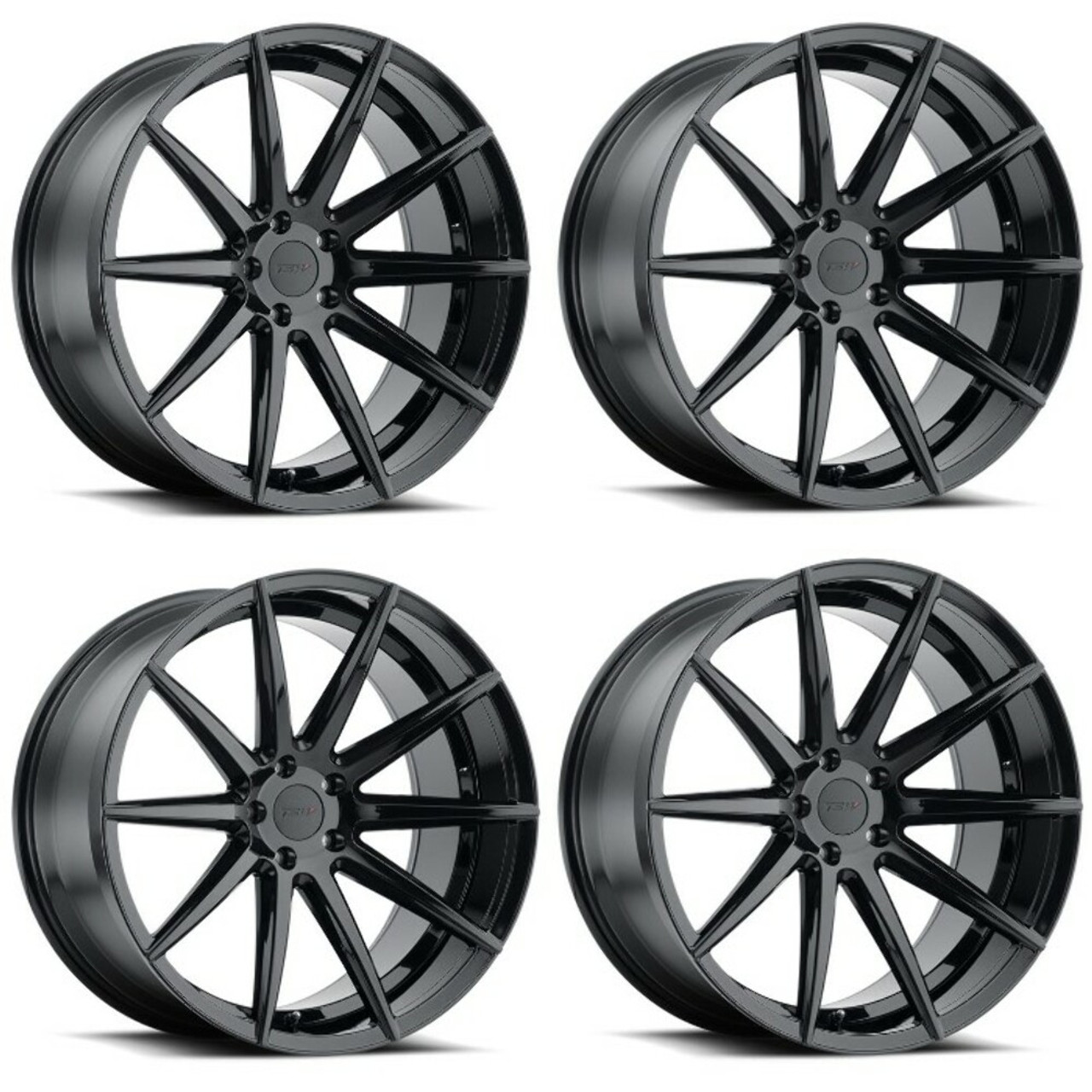 Set 4 TSW Clypse 20x10.5 5x112 Gloss Black Wheels 20" 25mm Rims