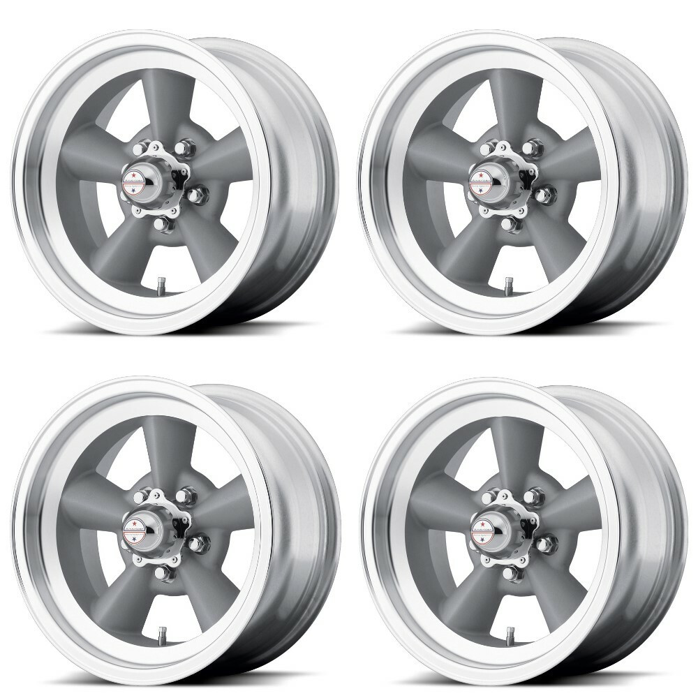 Set 4 American Racing VN309 TTO 15x8.5 5x5 Vintage Silver Machine Wheels -24mm