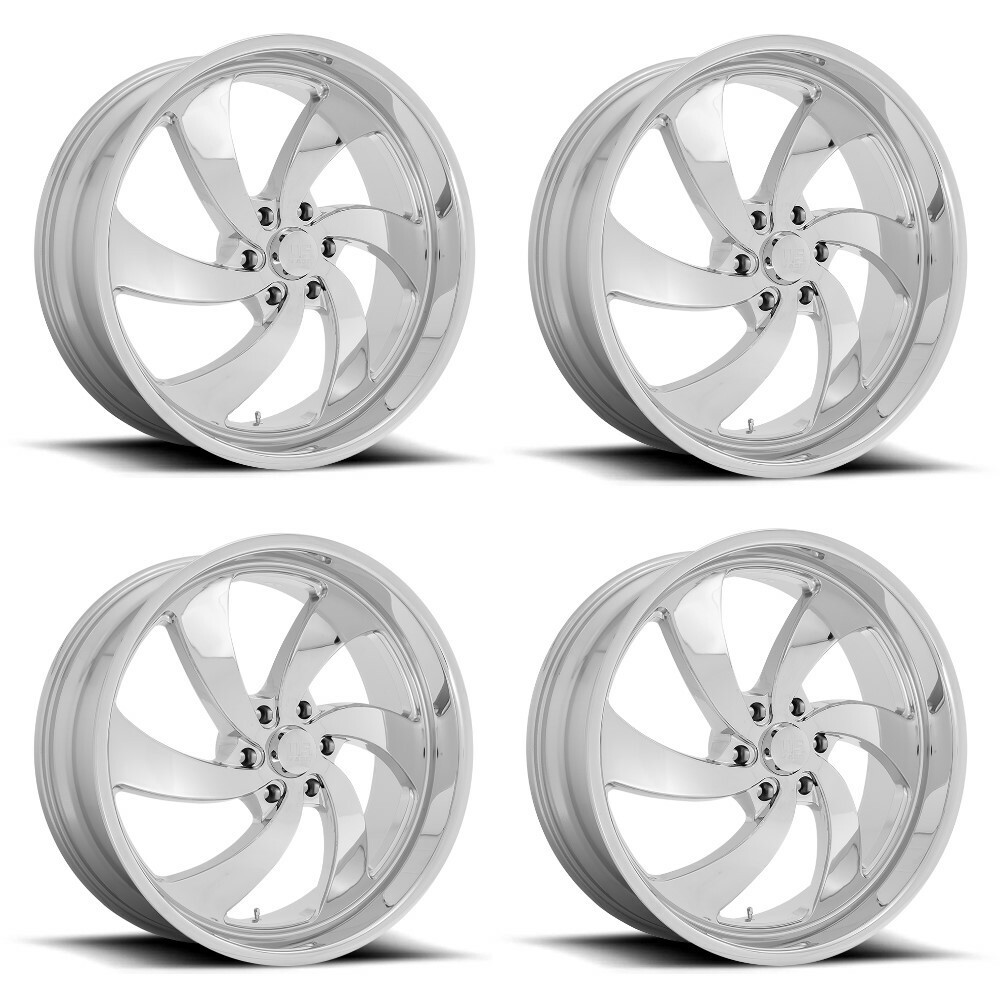 Set 4 US Mag U132 Desperado 24x10 6x5.5 Chrome Wheels 24" 25mm For Chevy GMC Ram