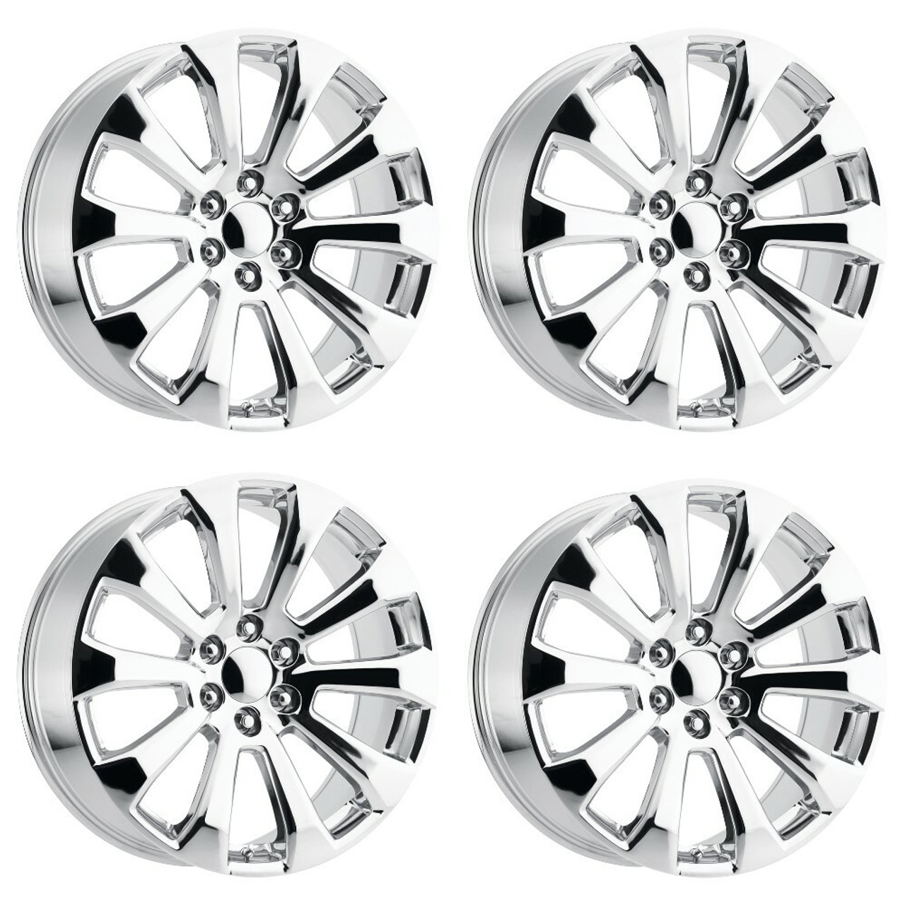 Set 4 Performance Replicas PR204 22x9 6x5.5 Chrome Wheels 22" 28mm Rims