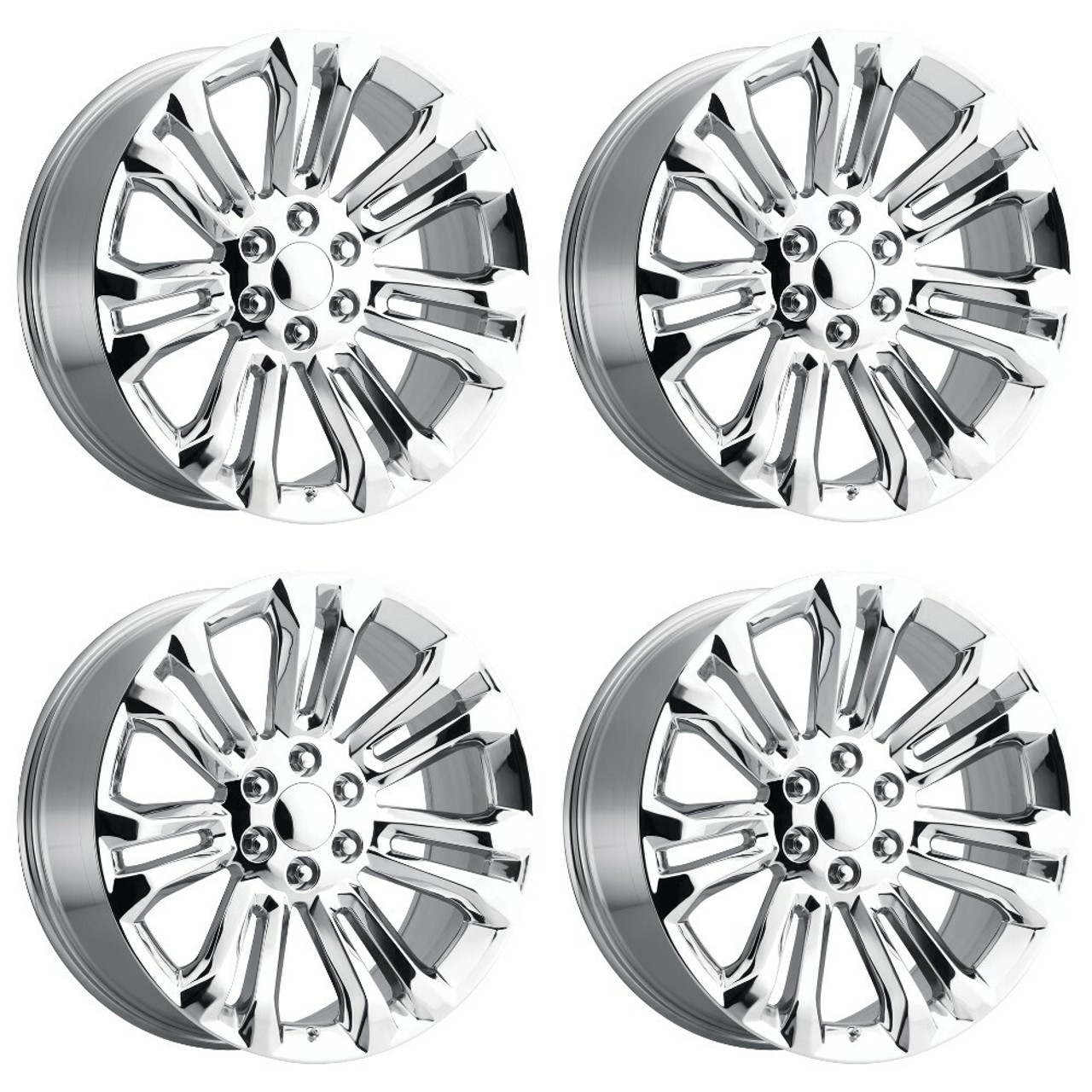 Set 4 Performance Replicas PR205 22x9 6x5.5 Chrome Wheels 22" 24mm Rims