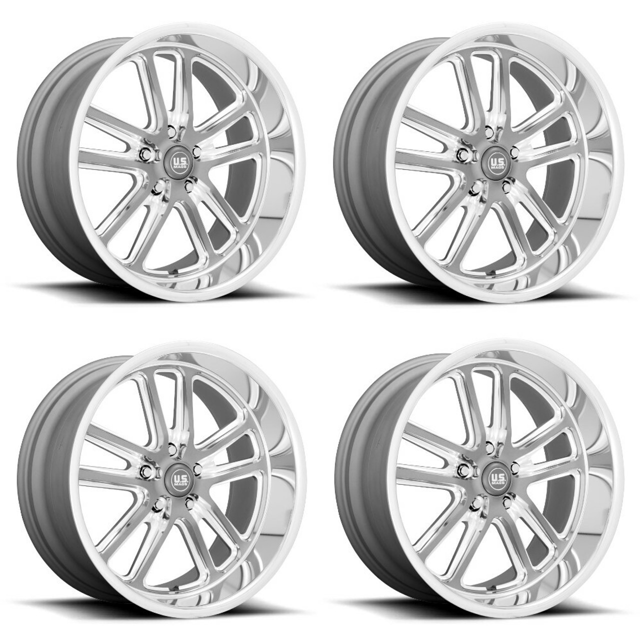 Set 4 US Mag  U130 Bullet 17x8 5x4.5 Textured Gunmetal Milled Wheels 17" 1mm