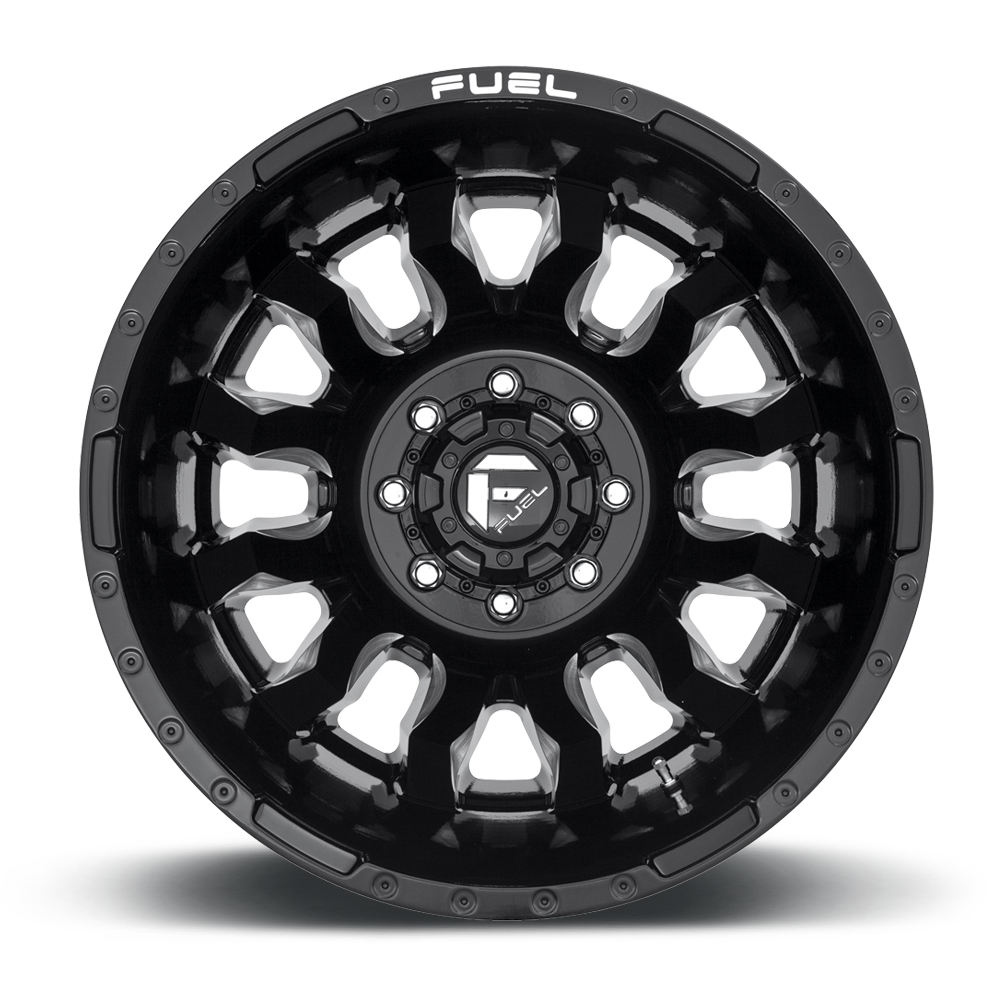 20" Fuel D673 Blitz 20x8.25 8x210 -221 Gloss Black Milled Wheel Rear Truck Rim