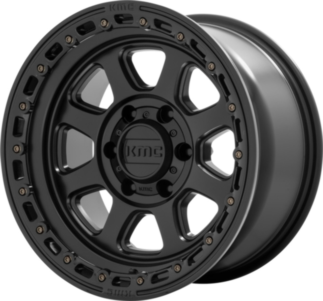 KMC KM548 Chase 17x9 8x6.5 Satin Black With Gloss Black Lip Wheel 17" 0mm Rim