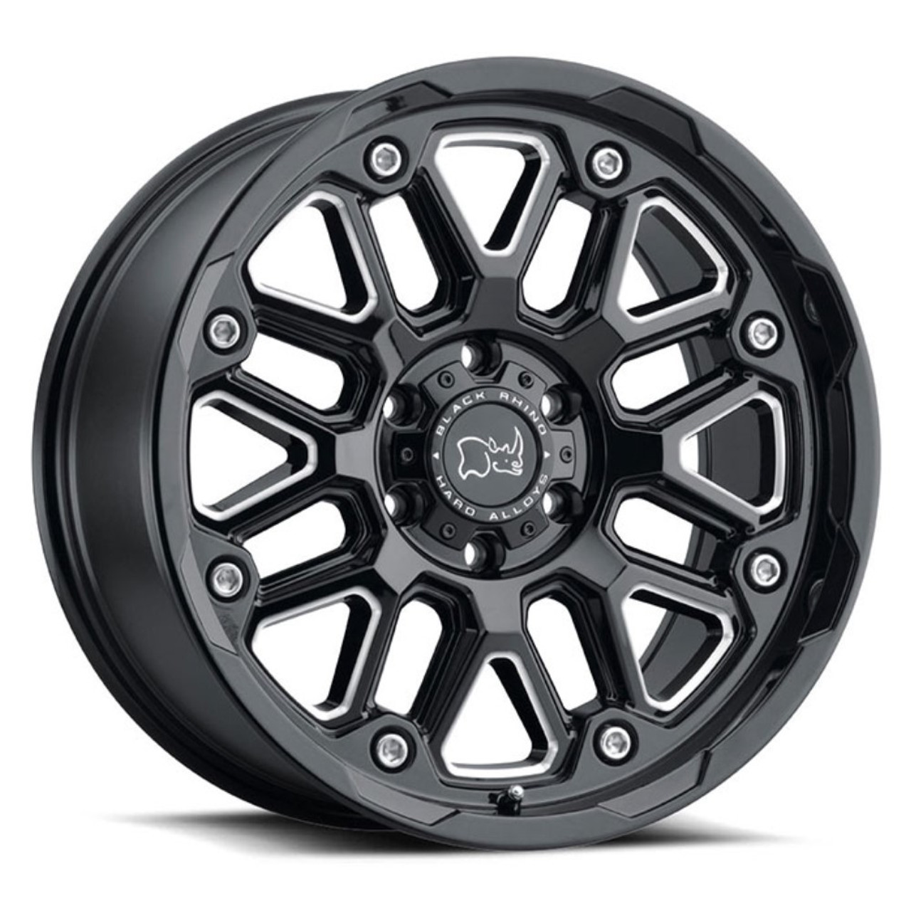 17" Black Rhino Hollister Gloss Black w/ Milled Spokes 17x9.5 6x5.5 Wheel -18mm