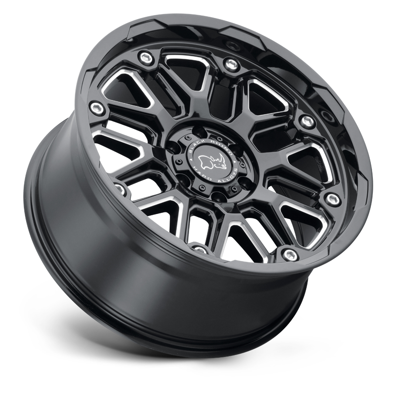 17" Black Rhino Hollister Gloss Black w/ Milled Spokes 17x9.5 6x5.5 Wheel -18mm