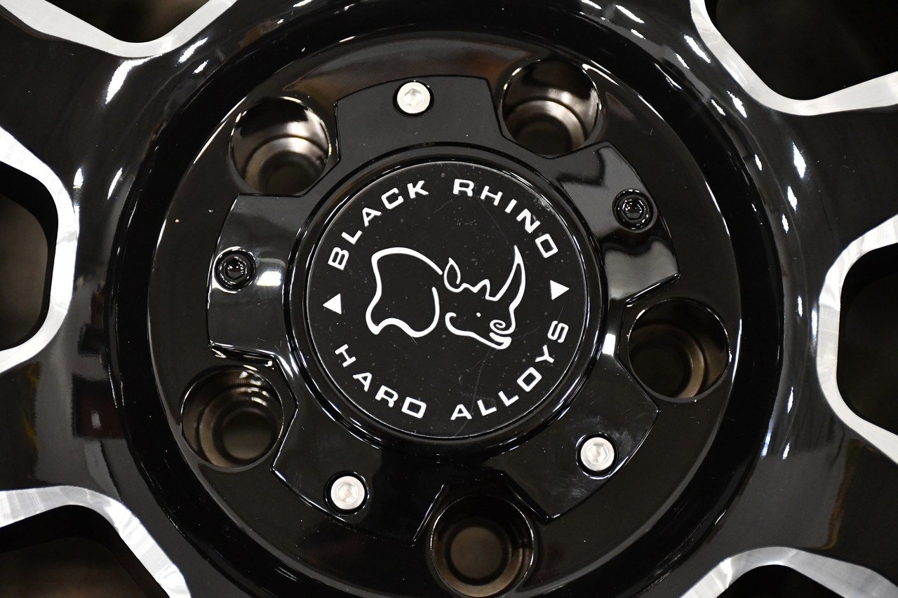 Set 4 20" Black Rhino Sierra 20x9 8x6.5 Gloss Black W/ Milled Spokes Wheels 12mm