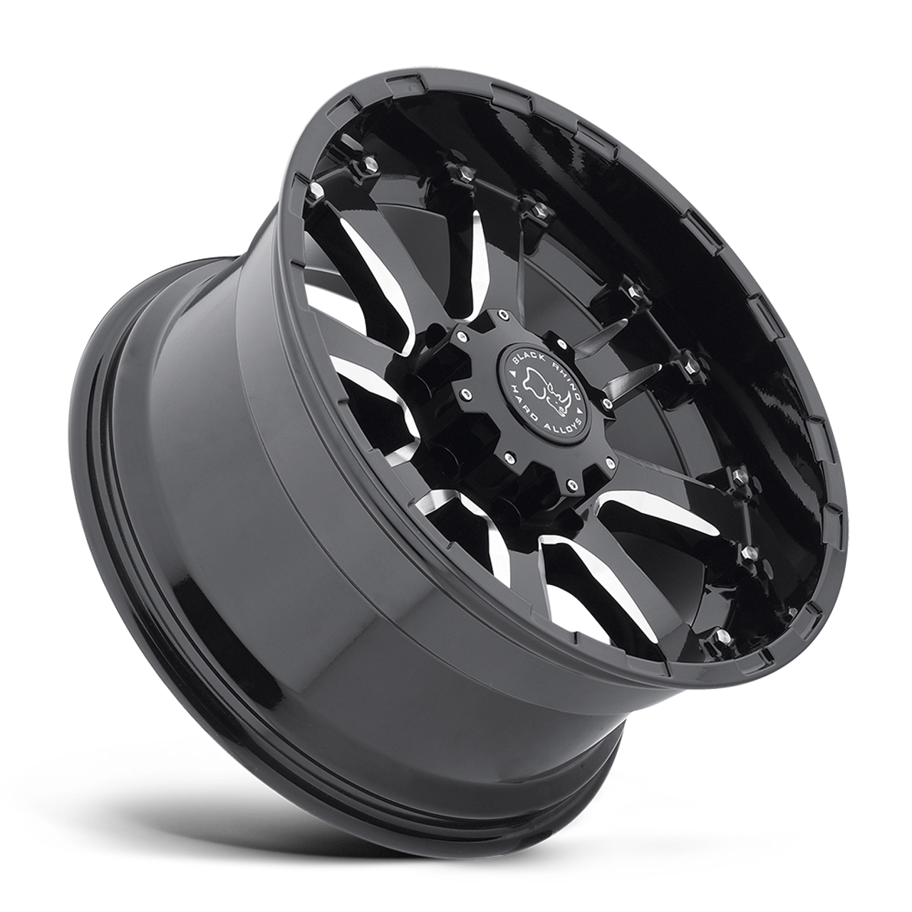 Set 4 20" Black Rhino Sierra 20x9 8x6.5 Gloss Black W/ Milled Spokes Wheels 12mm