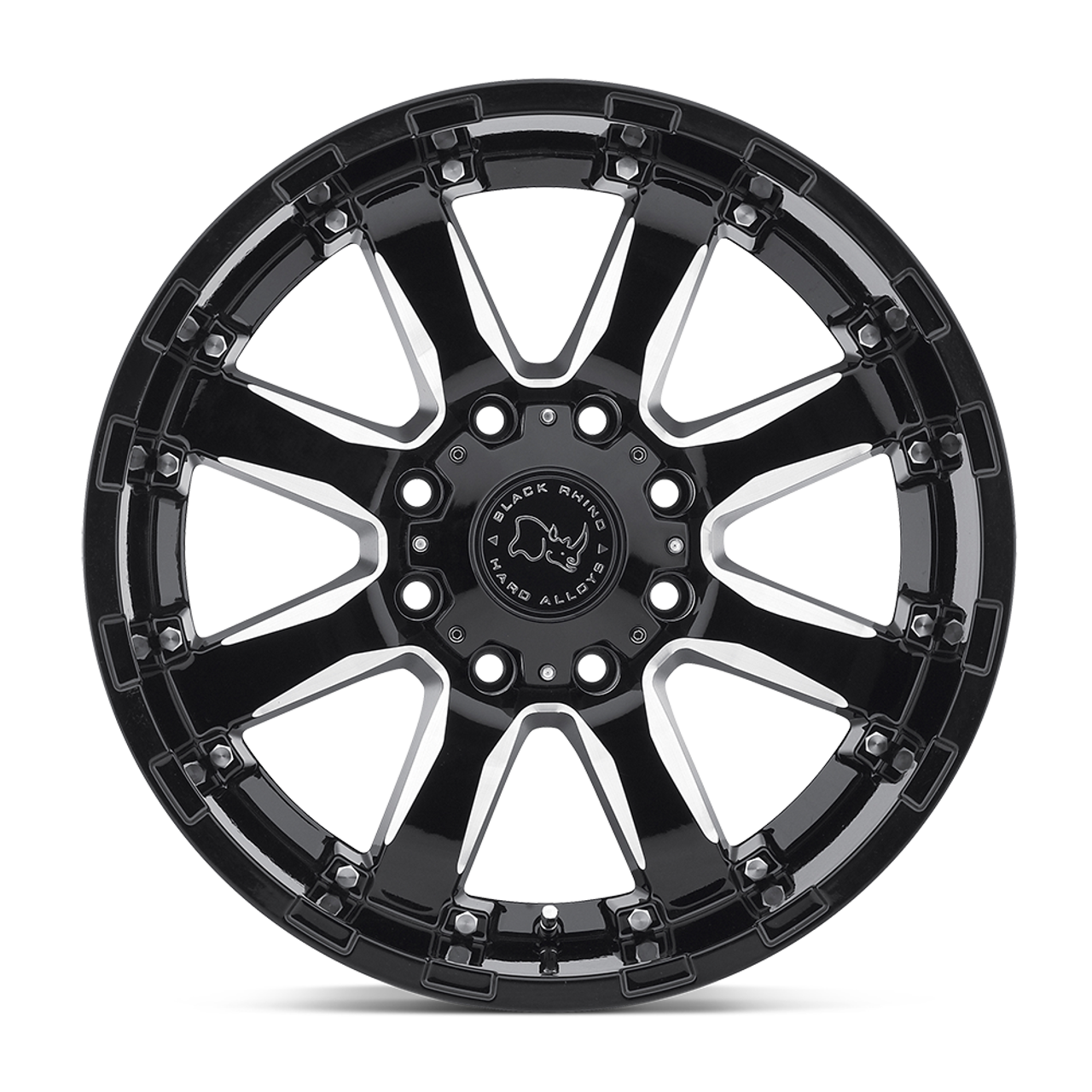 Set 4 20" Black Rhino Sierra 20x9 8x6.5 Gloss Black W/ Milled Spokes Wheels 12mm