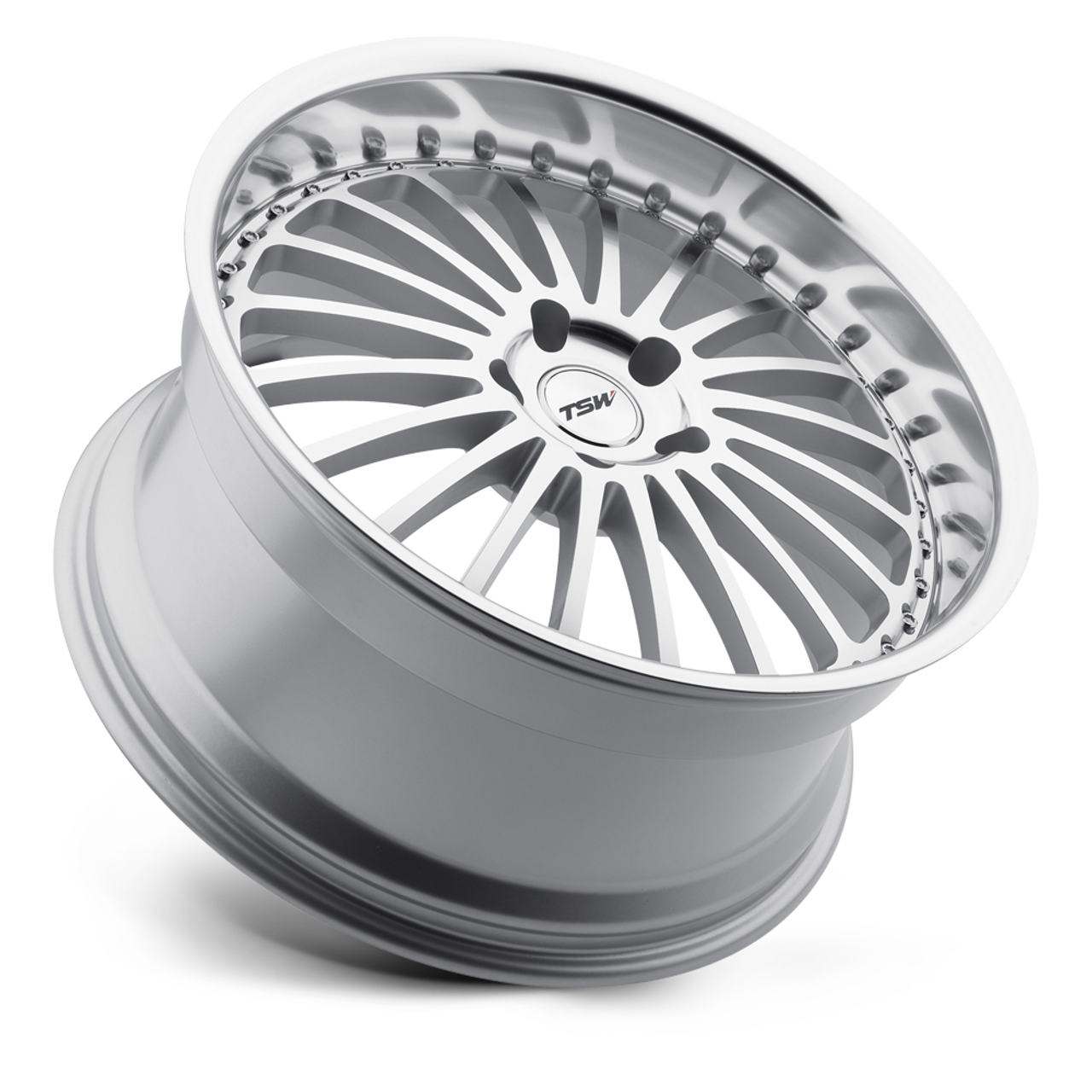 TSW Silverstone 18x8 5x120 Silver W/ Mirror Cut Face & Lip Wheel 18" 35mm Rim