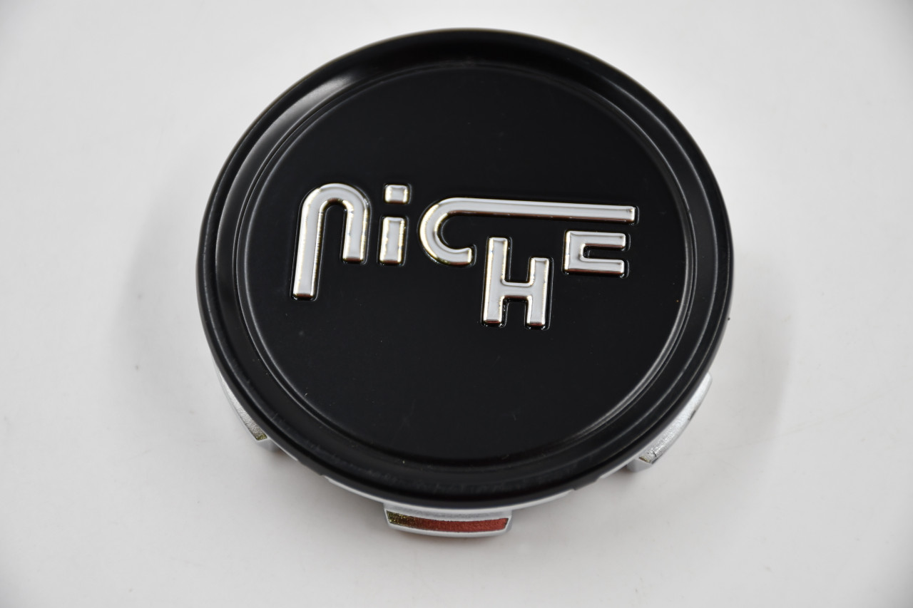 Niche Wheels Satin Black w/ Chrome Logo Wheel Center Cap Hub Cap