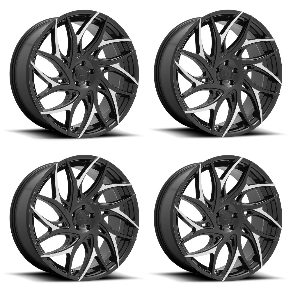 Set 4 24" DUB S259 G.O.A.T. 24x10 5x115 15mm Gloss Black Machined Spokes Wheels