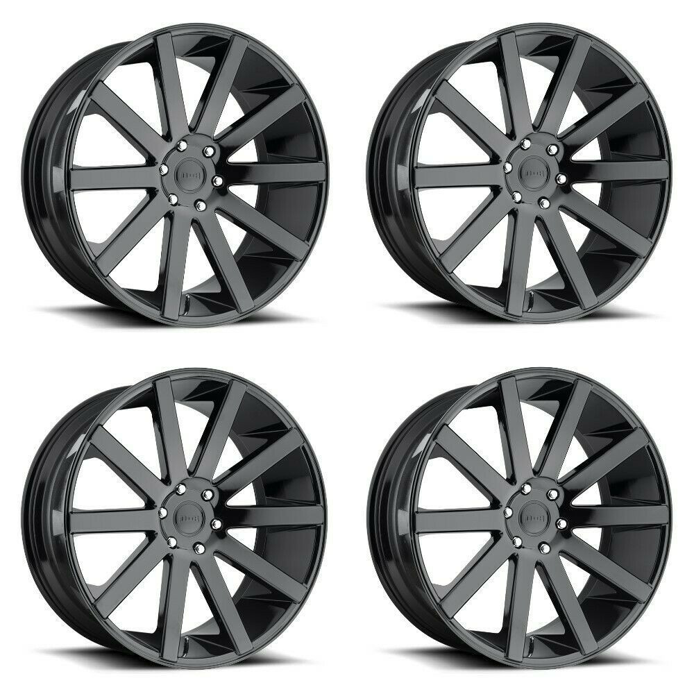Set 4 DUB S219 Shot Calla 22x9.5 6x5.5 Gloss Black Wheels 22" 20mm Truck Rims