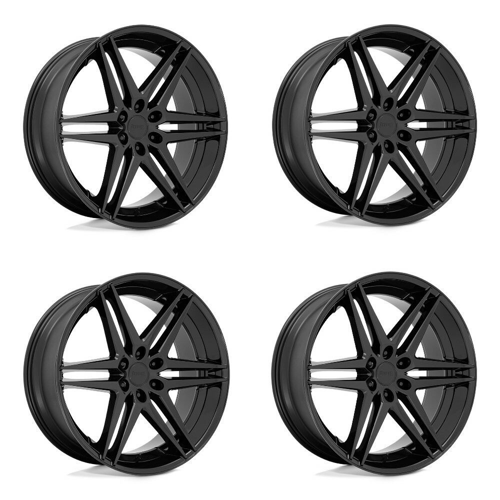 Set 4 24" DUB S267 Dirty Dog 24x10 6x5.5 25mm Glossy Black Milled SUV Truck Rims Wheels