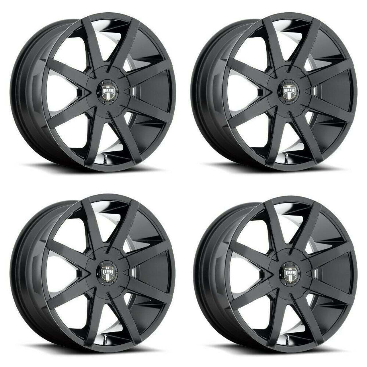 Set 4 DUB S110 Push 22x9.5 5x115 5x4.75 Gloss Black Wheels 22" 15mm Rims