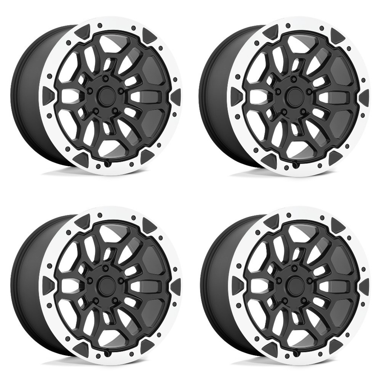 Set 4 Performance Replicas PR215 22x10 5x5.5 Black Machined Wheels 22" 19mm