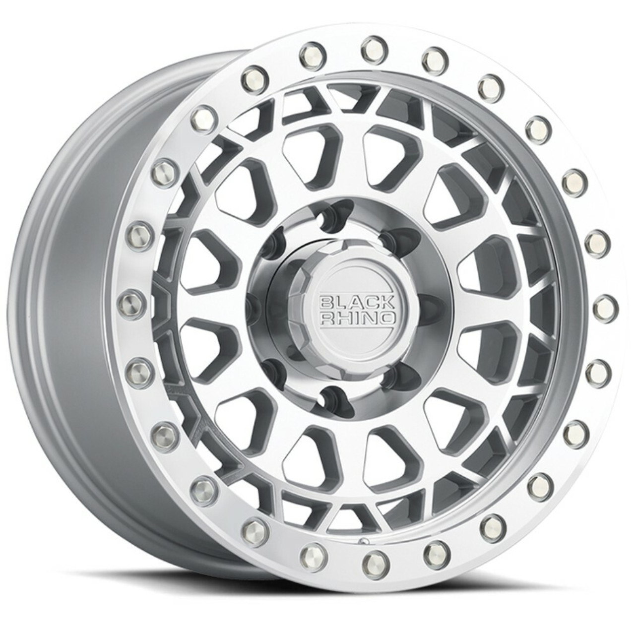 17" Black Rhino Primm 17x9 5x5.0 Silver Mirror & Machined Ring Truck Wheel -18mm