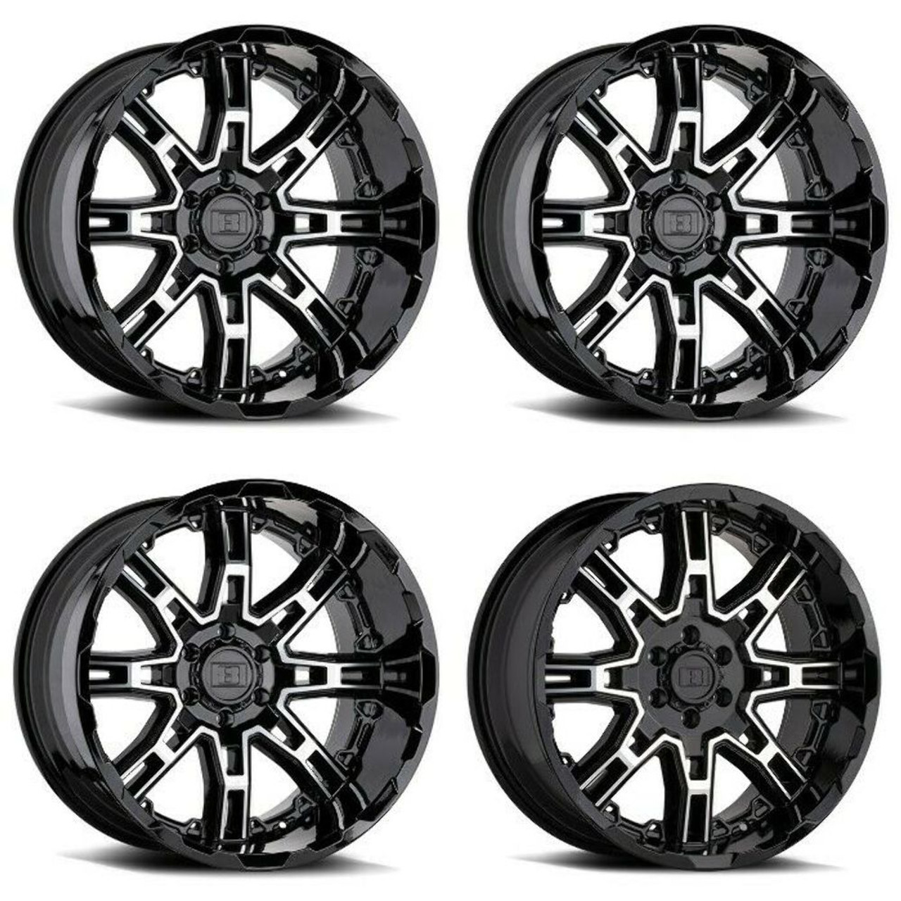 Set 4 Level 8 Slingshot 22x11.5 5x5 Black W/ Machined Face Wheels 22" -44mm Set 4 Level 8 Slingshot 22x11.5 5x5 Black W/ Machined Face Wheels 22" -44mm