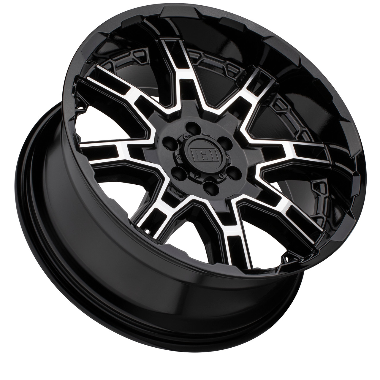 Level 8 Slingshot 22x11.5 6x5.5 Gloss Black W/ Machined Face Wheel 22" -44mm Rim
