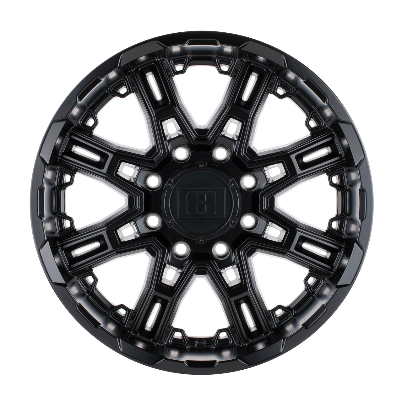 Set 4 Level 8 Slingshot 22x11.5 8x180 Matte Black Wheels 22" -44mm Rims