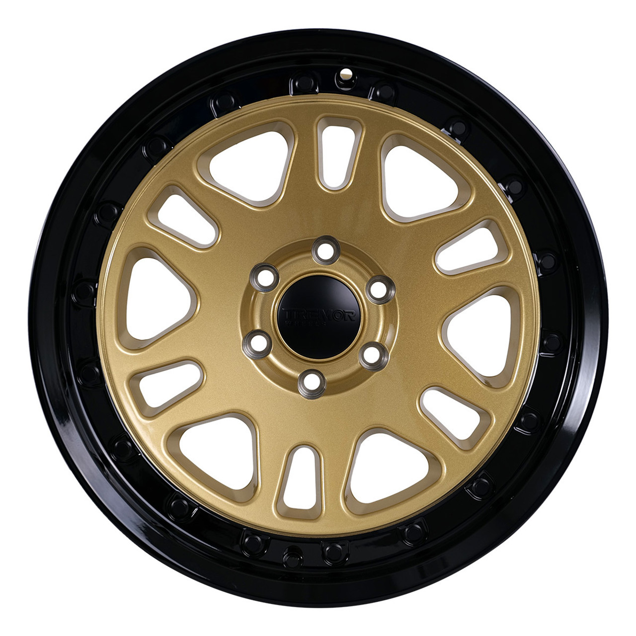 17" Tremor 105 Shaker Gloss Gold Gloss Black Lip Wheel 17x8.5 6x135 0mm Rim