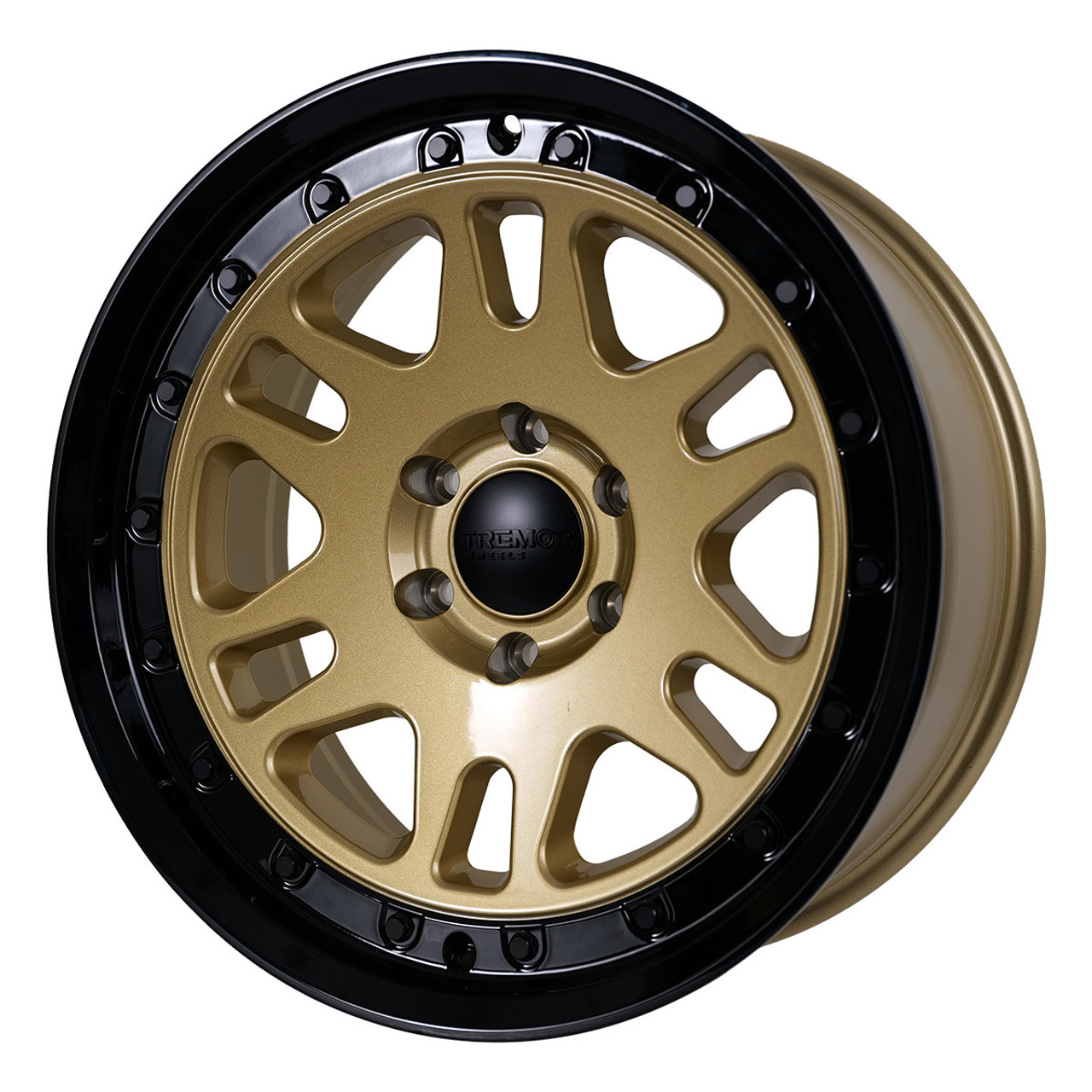 17" Tremor 105 Shaker Gloss Gold Gloss Black Lip Wheel 17x8.5 6x5.5 0mm Rim