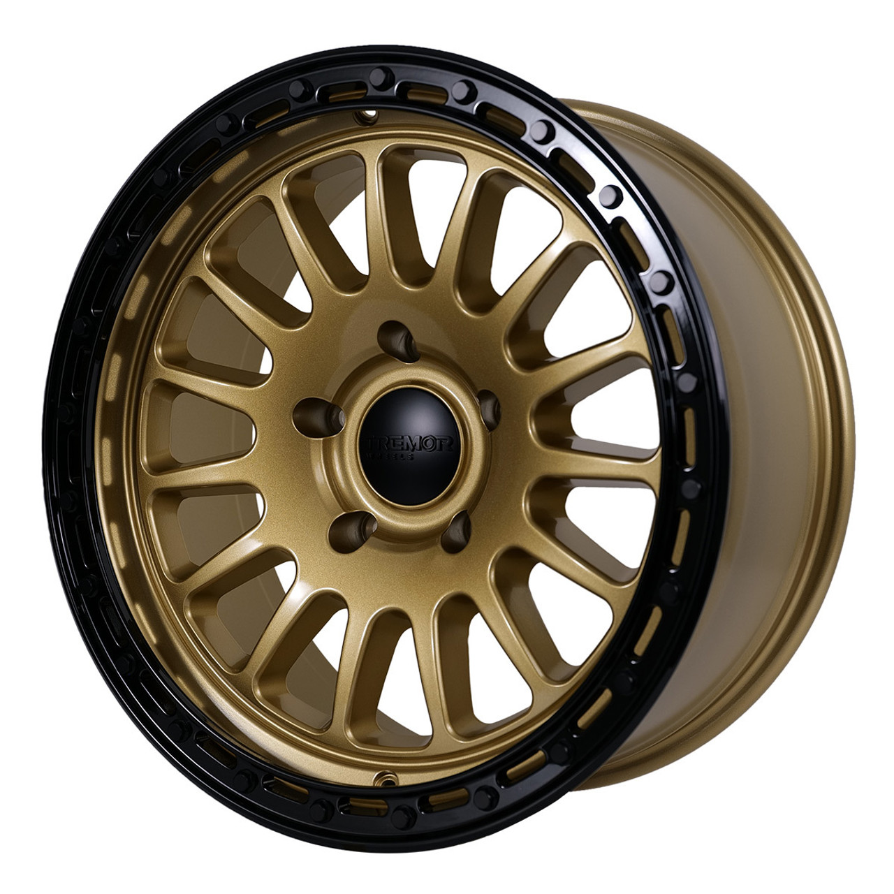 20" Tremor 104 Aftershock Gloss Gold Gloss Black Lip Wheel 20x9 8x6.5 0mm Rim