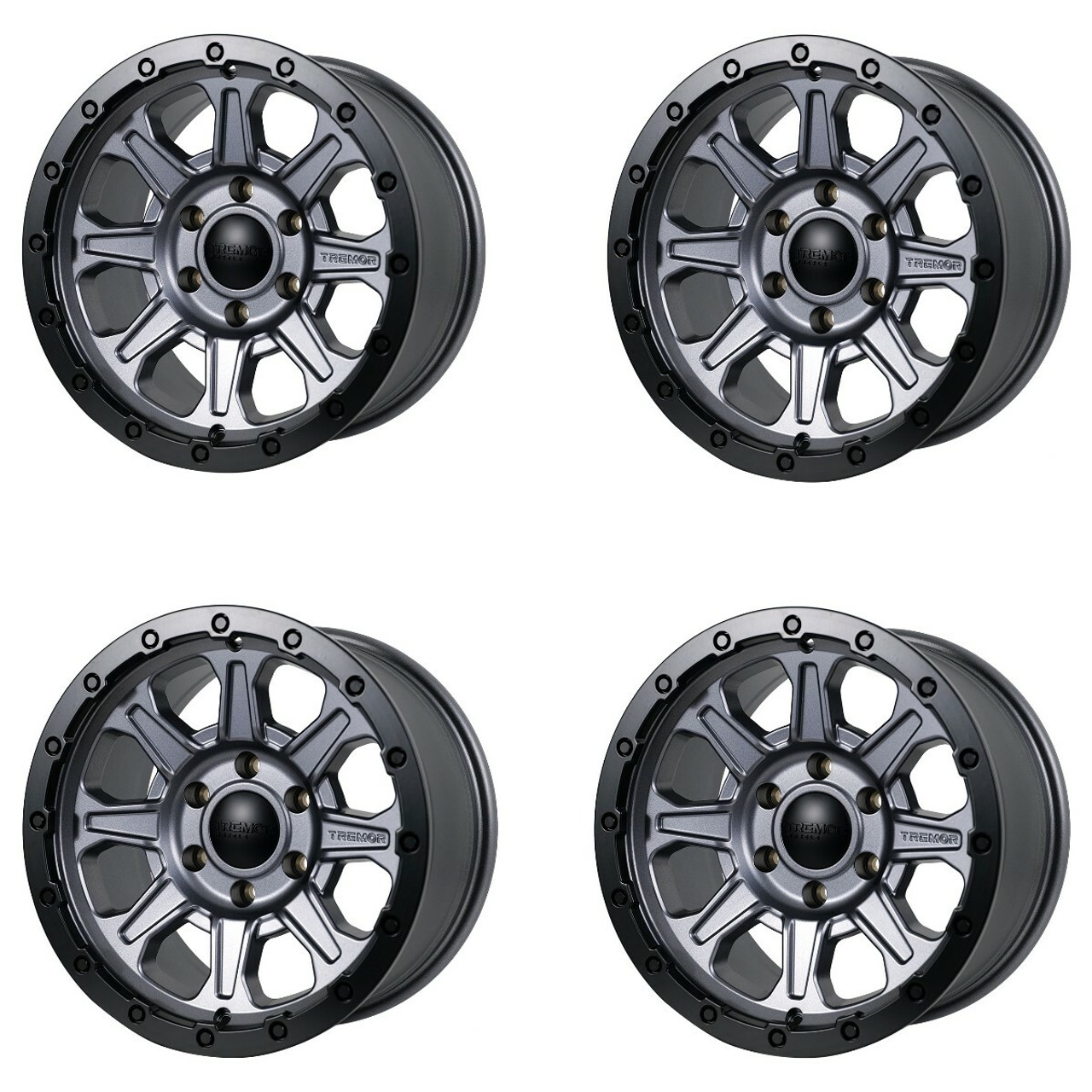 Set 4 17" Tremor 103 Impact Graphite Grey Black Lip Wheels 17x8.5 5x150 0mm Rims