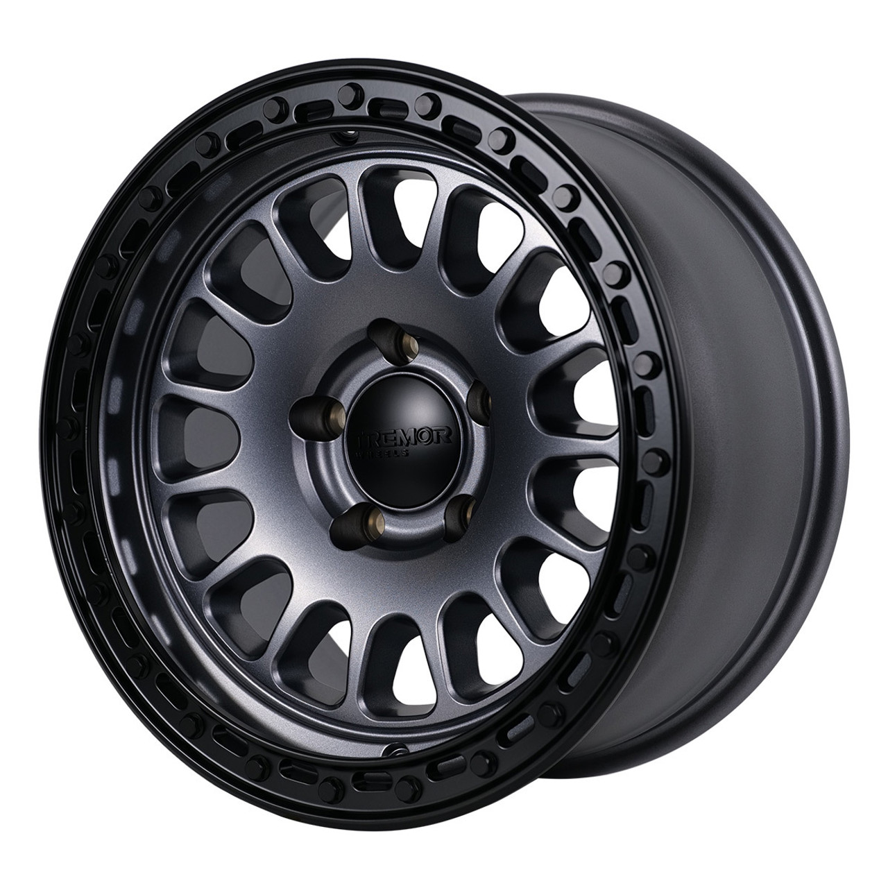 Set 4 17" Tremor 104 Aftershock Graphite Grey Black Lip Wheels 17x8.5 8x6.5 0mm