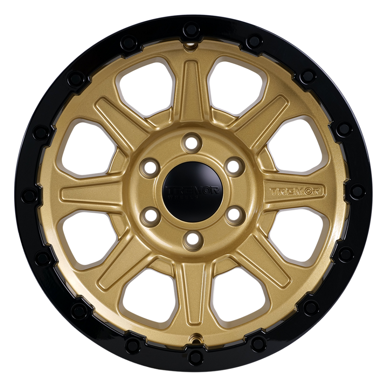 Set 4 17" Tremor 103 Impact Gloss Gold Gloss Black Lip Wheels 17x8.5 6x135 0mm