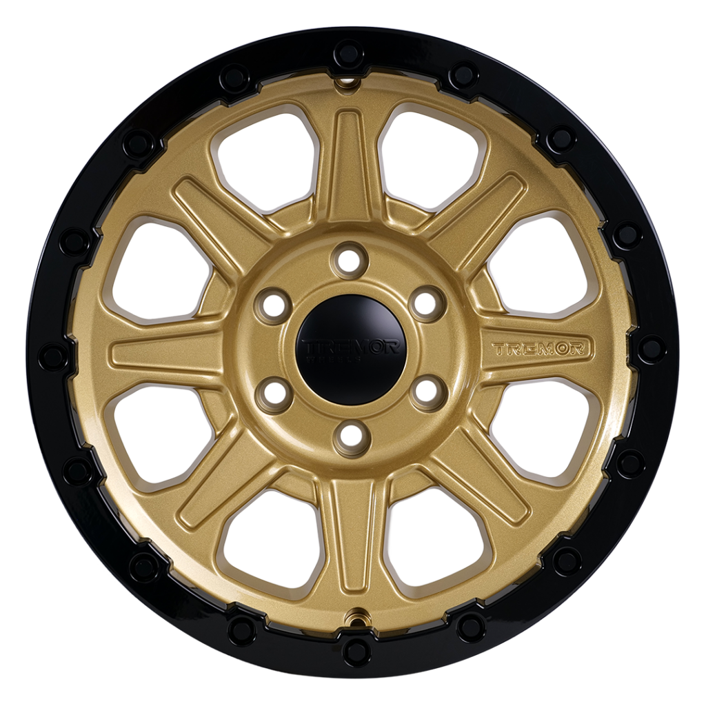 Set of 4 Tremor 103 Impact  17x8.5 8x170 0mm Gold Gloss Black Lip Offroad Wheels