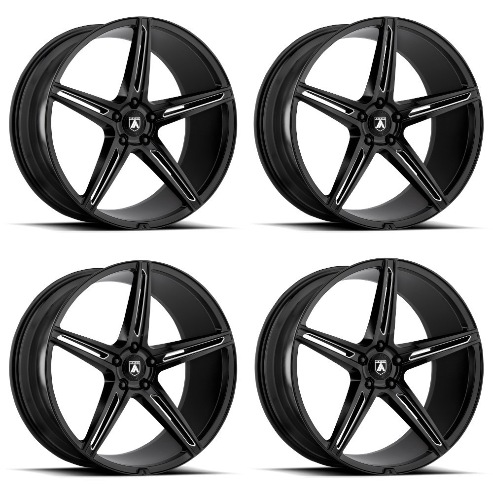 Set 4 Asanti Black ABL-22 Alpha 5 20x9 5x4.5 Gloss Black Milled Wheels 20" 35mm