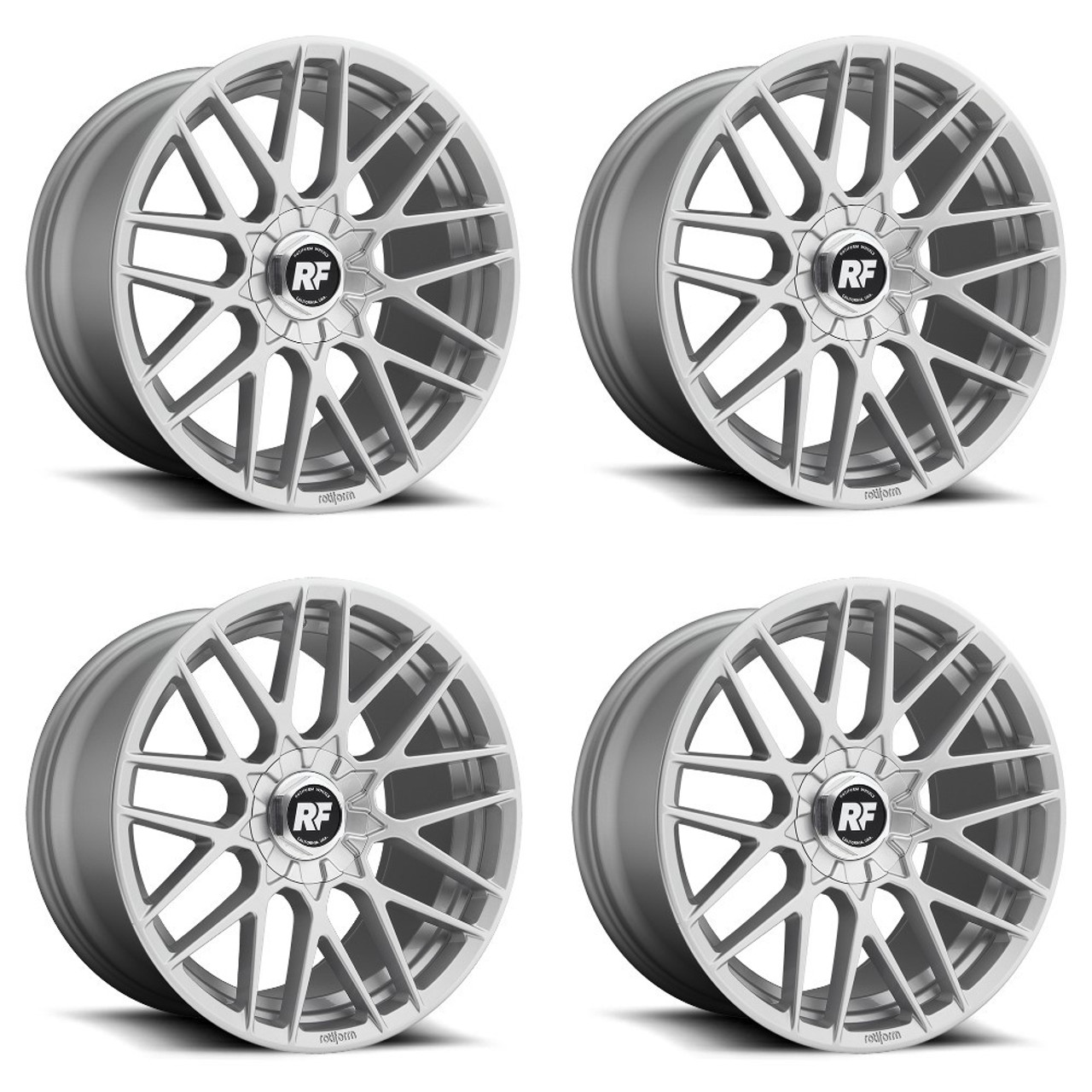 Set 4 Rotiform R140 Rse 18x9.5 5x112 5x120 Gloss Silver Wheels 18" 25mm Rims