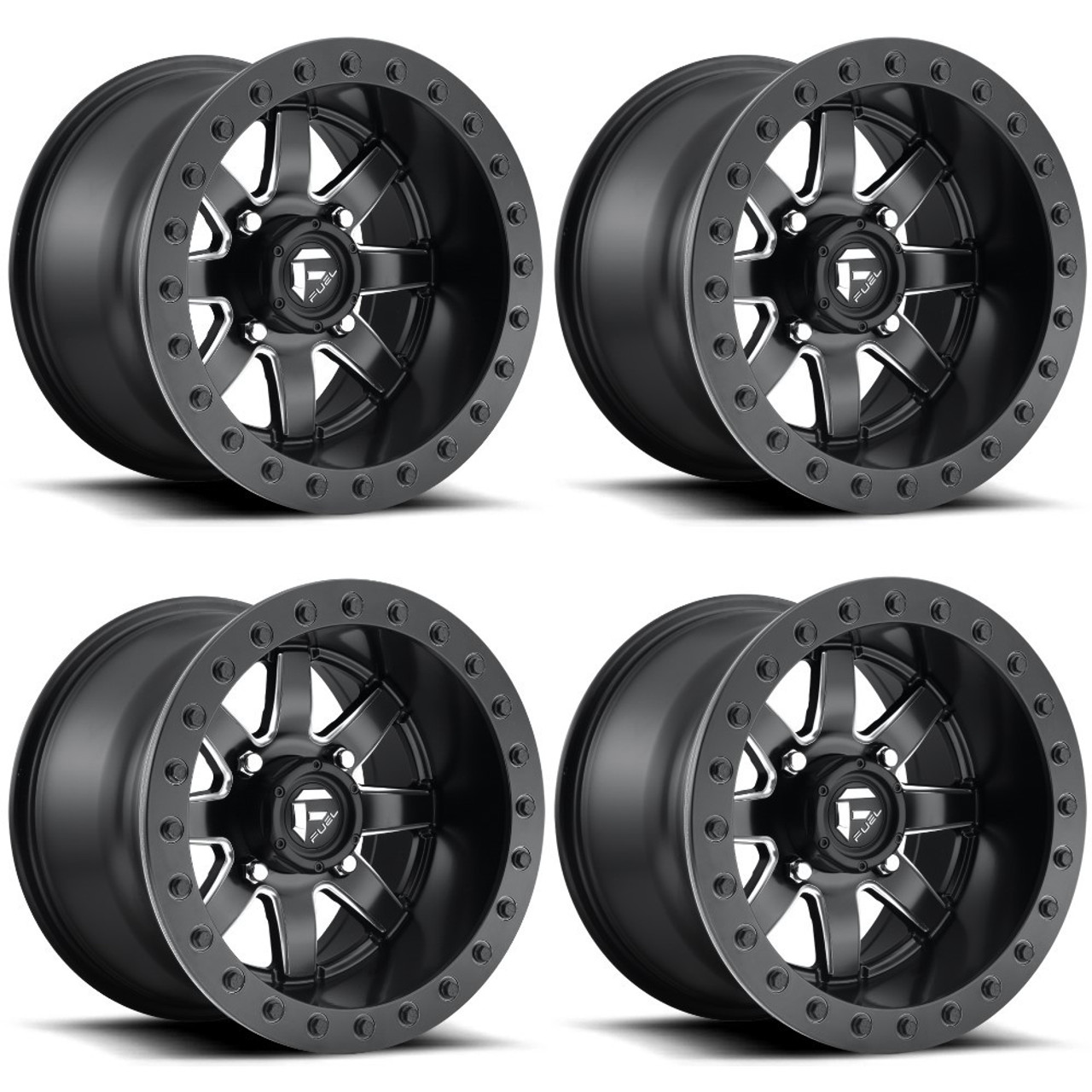 Set 4 Fuel UTV D928 Maverick Beadlock 15x10 4x156 Matte Black Wheels 15" 0mm