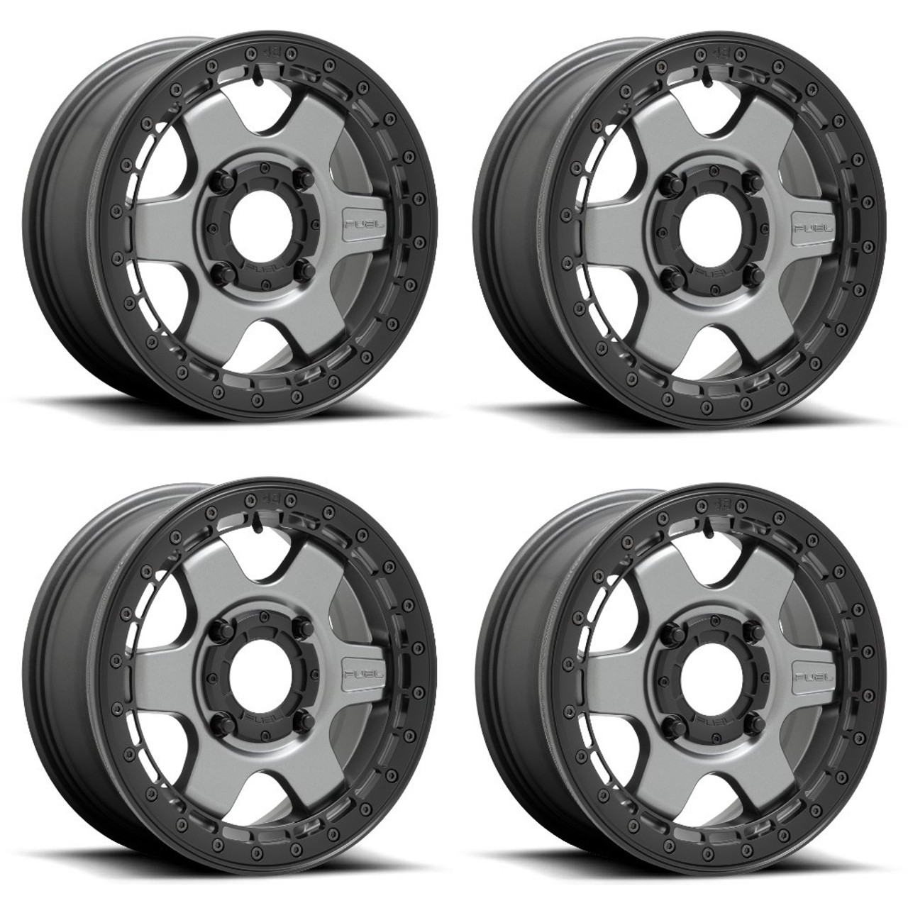 Set 4 Fuel UTV D923 Block Beadlock 15x6 4x137 Gun Metal Black Wheels 15" 38mm