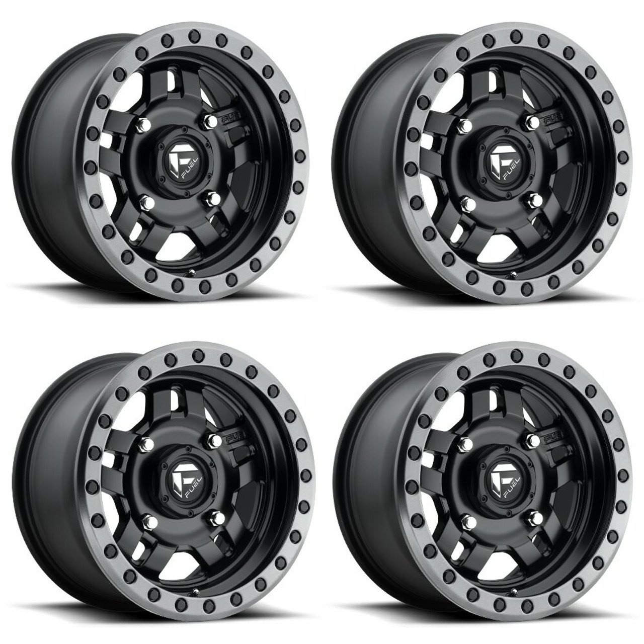 Set 4 Fuel UTV D917 Anza Beadlock 15x7 4x137 Matte Black Wheels 15" 13mm Rims