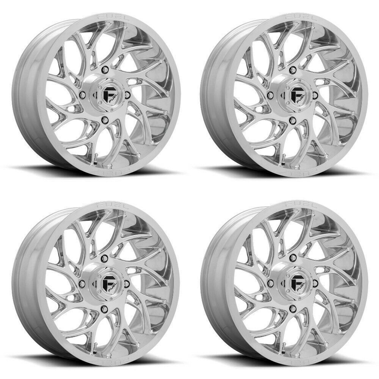 Set 4 Fuel UTV D204 Runner 22x7 4x156 Polished Wheels 22" 13mm Rims