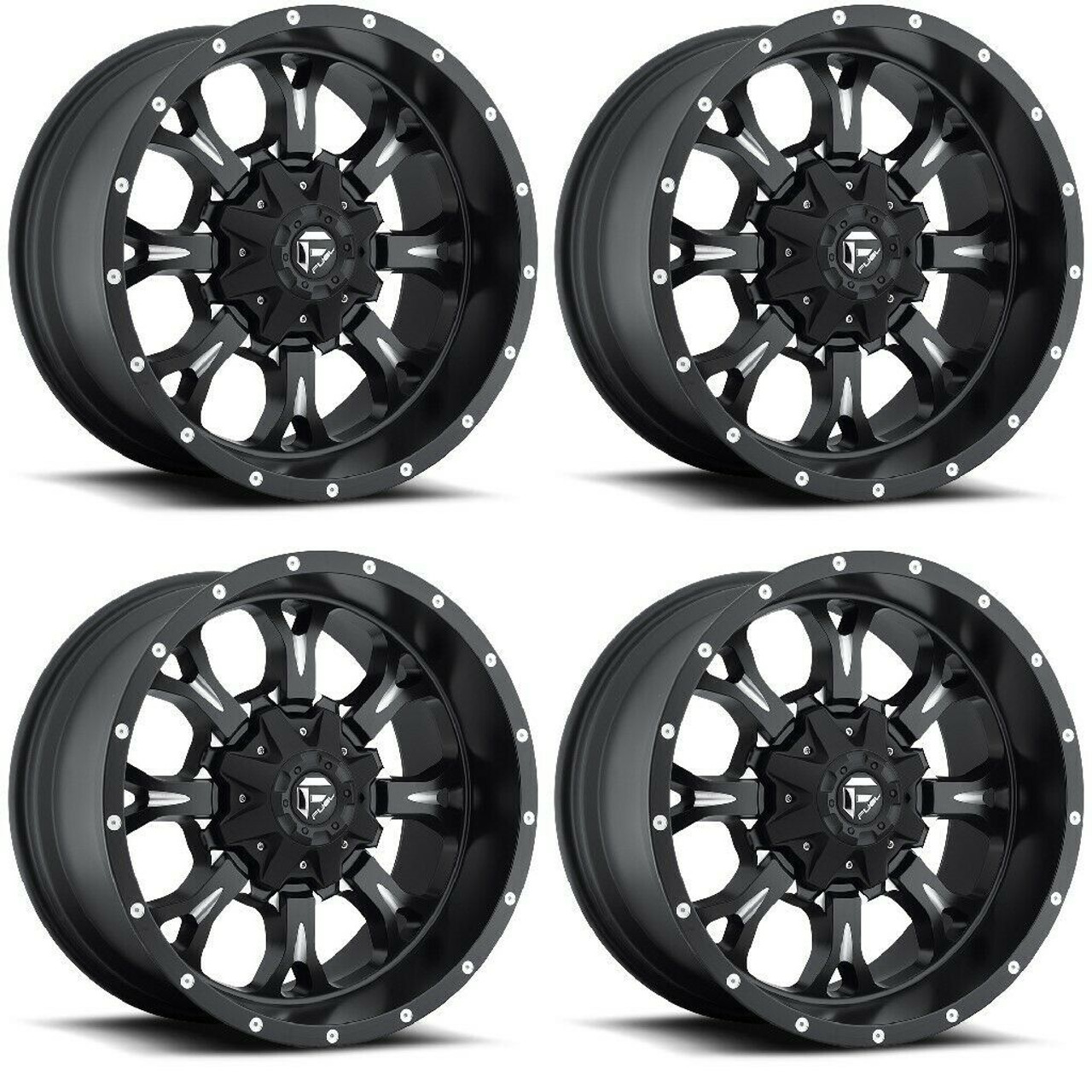 Set 4 Fuel D517 Krank 20x9 6x135 6x5.5 Matte Black Milled Wheels 20" 1mm