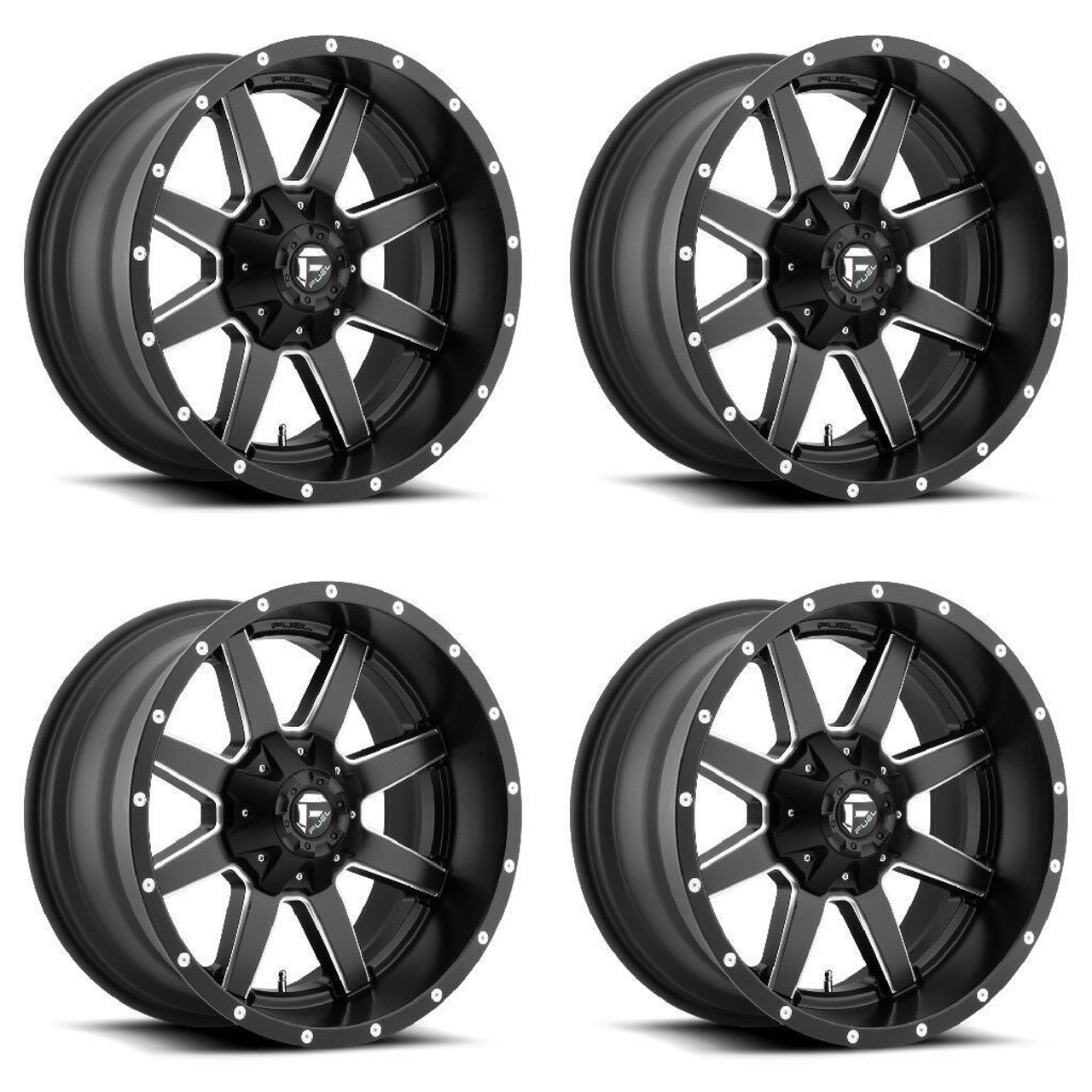 Set 4 Fuel D538 Maverick 18x9 5x4.5 5x5 Matte Black Milled Wheels 18" -12mm