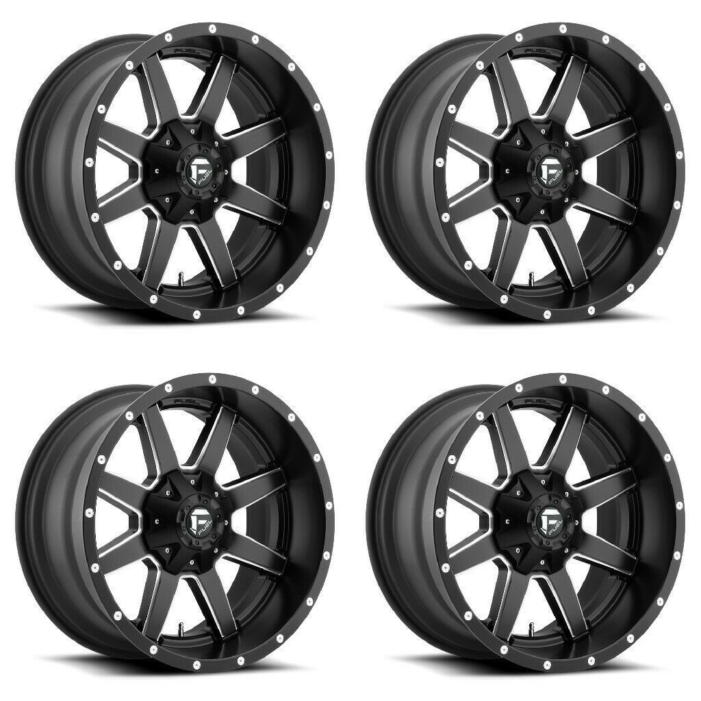 Set 4 Fuel D538 Maverick 18x9 8x6.5 Matte Black Milled Wheels 18" 1mm Rims