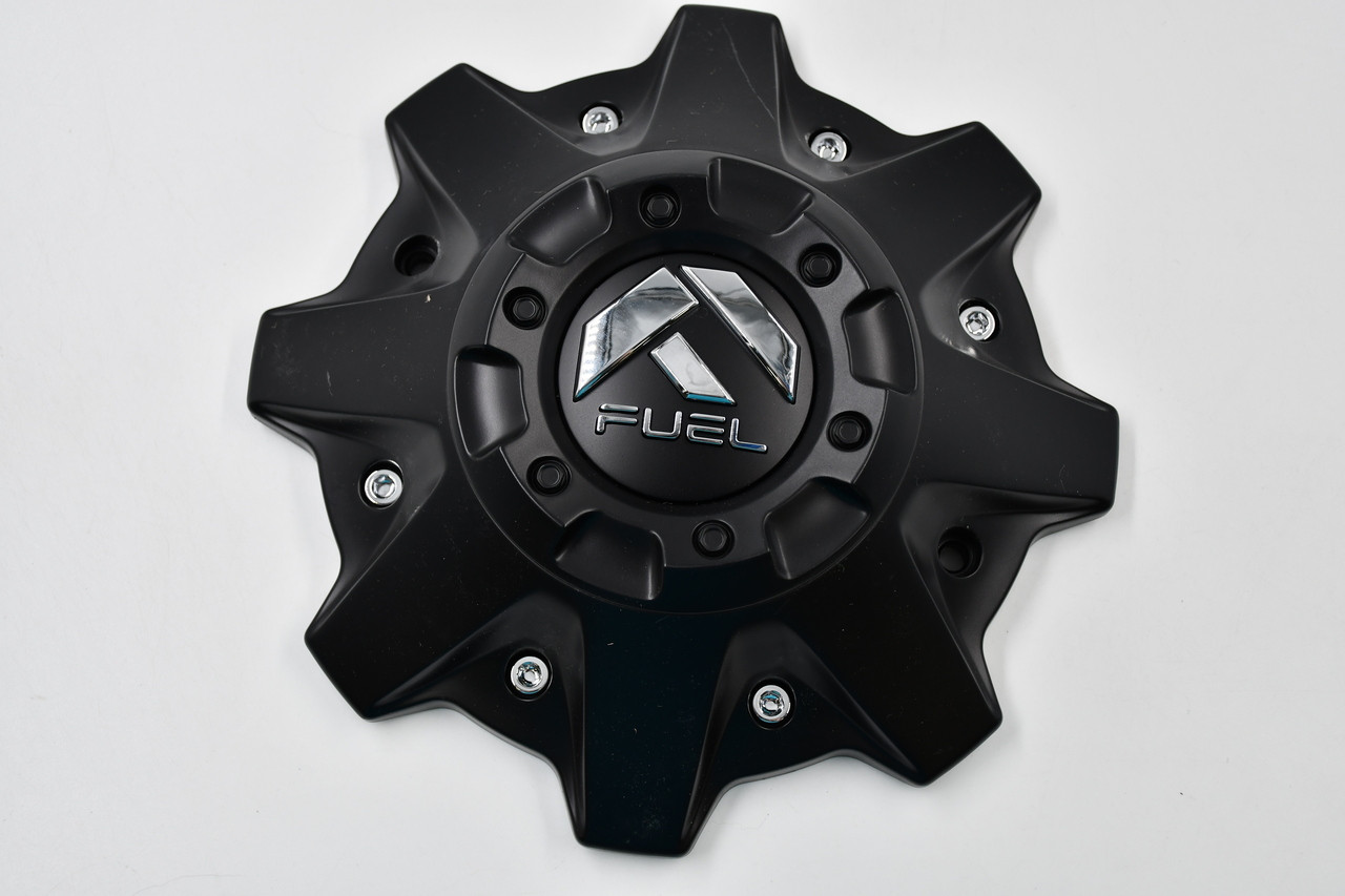 Fuel Wheels Matte Black w/ Chrome Logo Wheel Center Cap Hub Cap 1002-53B(U) 8.5" 8 Lug, No Extension Attached