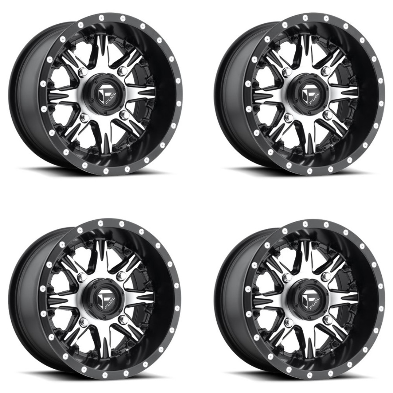 Set 4 Fuel UTV D541 Nutz Utv 14x7 4x156 Matte Black Machined Wheels 14" 13mm