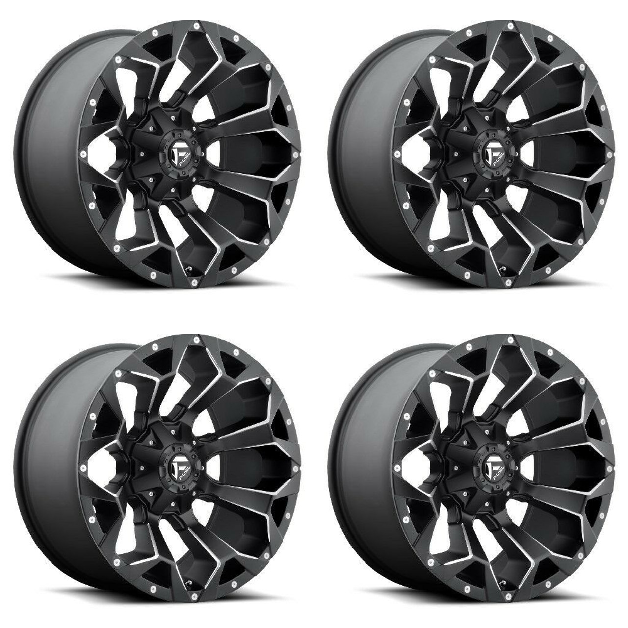 Set 4 22" Fuel D546 Assault 22x9.5 5x5.5 5x150 Black Milled Wheels 20mm Rims