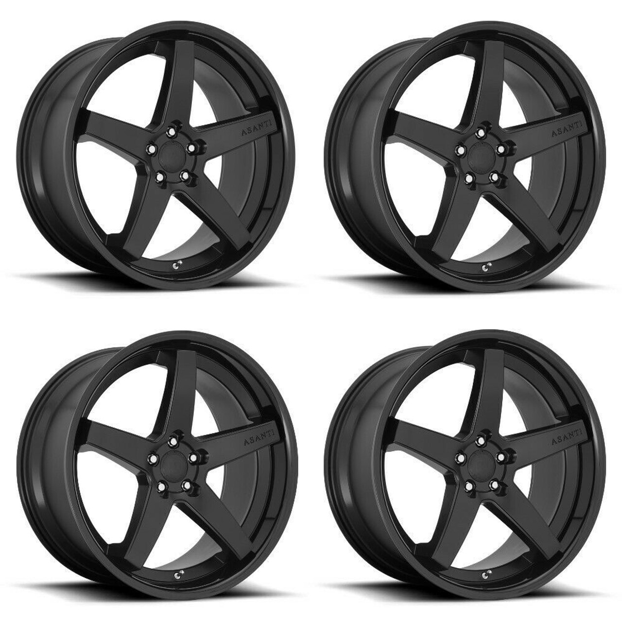 Set 4 Asanti Black ABL31 Regal 22x10.5 5x112 Satin Black Black Wheels 22" 35mm