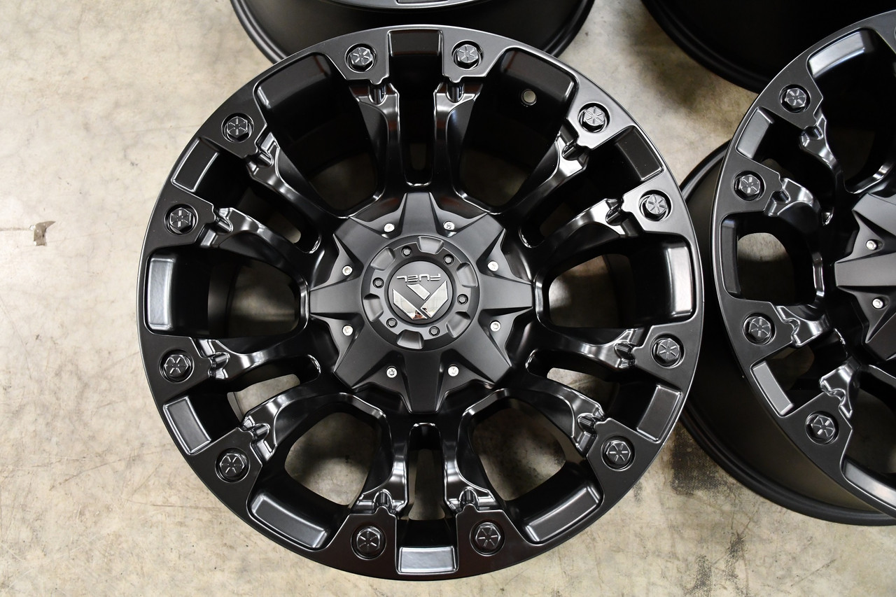 Set 4 20" Fuel D560 Vapor 20x10 8x6.5 Matte Black Wheels -18mm Offroad Rims