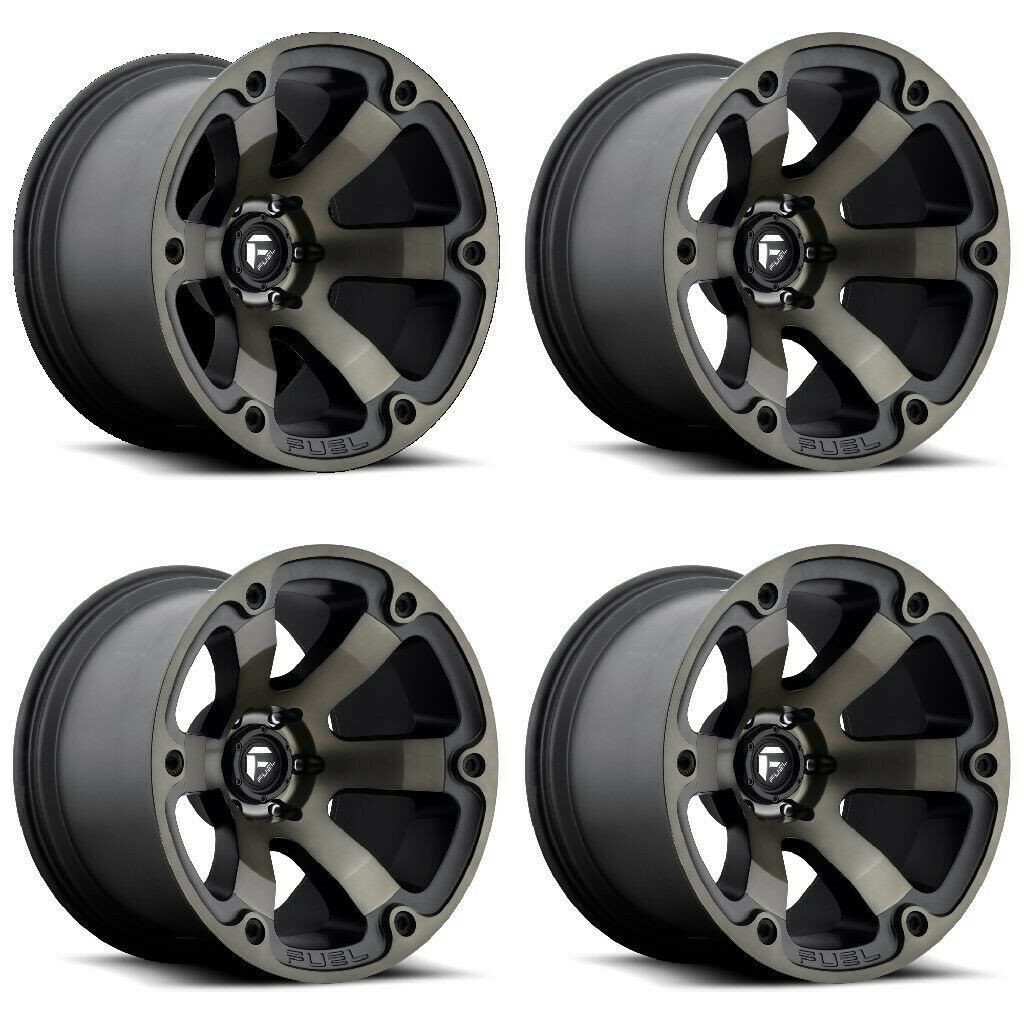 Set 4 20" Fuel D564 Beast 20x9 8x6.5 Matte Black Double Dark Tint Wheels 1mm Rim