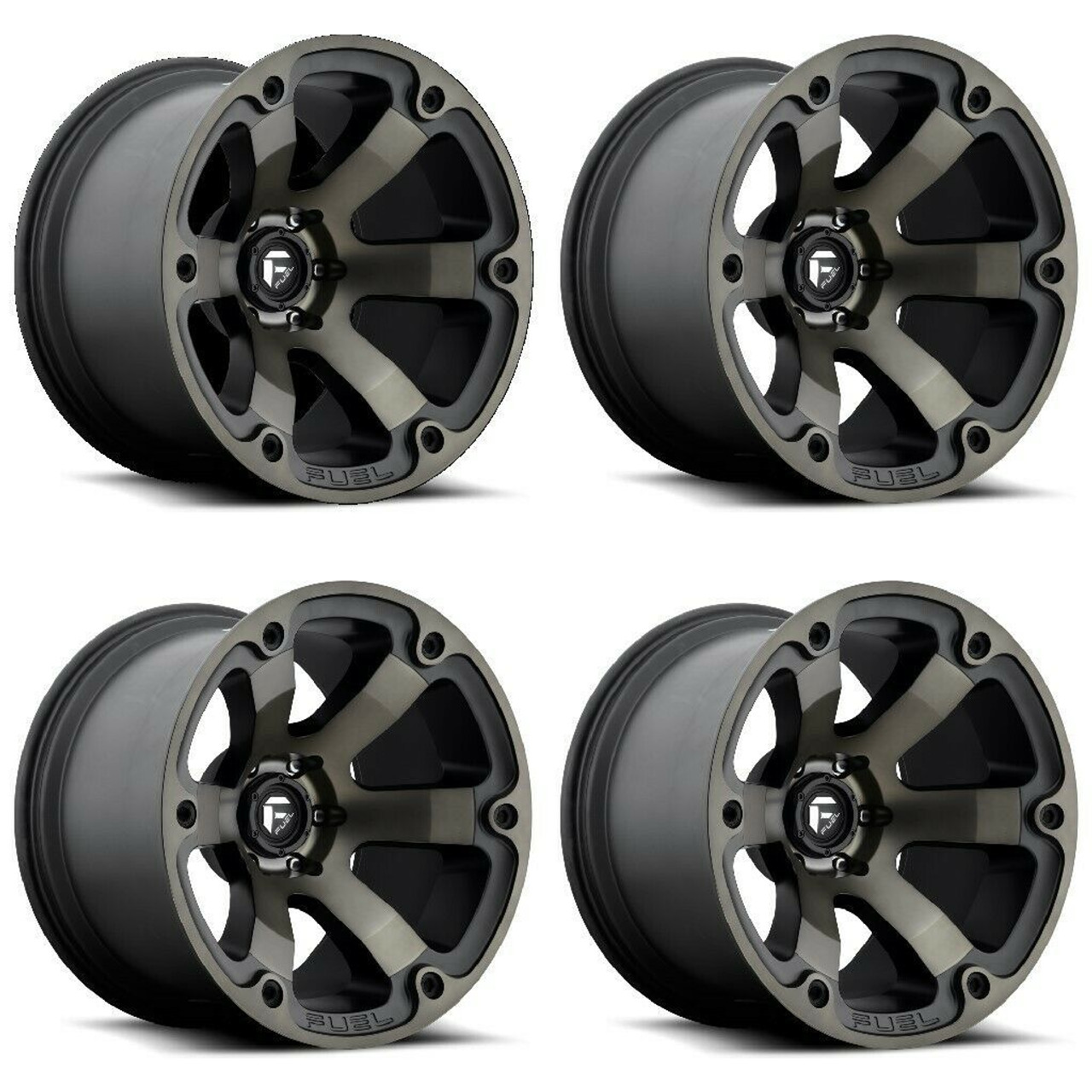 Set 4 20" Fuel D564 Beast 20x9 6x5.5 Matte Black Double Tint Wheels 19mm Rims
