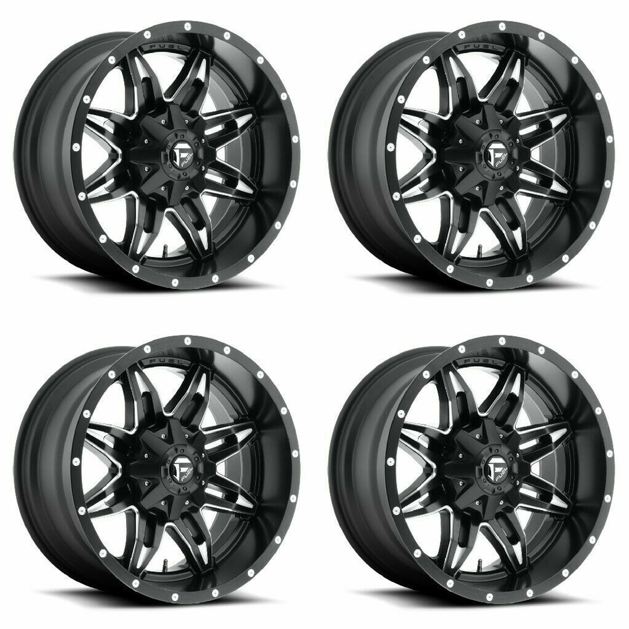 Set 4 Fuel UTV D567 Lethal 14x7 4x156 Matte Black Milled Wheels 14" 13mm Rims